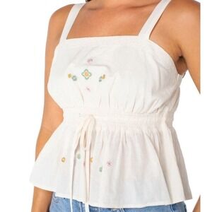 Celebrity Pink Embroidered Woven Cami Size Medium - Beige Boho Festival